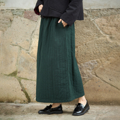 舒适保暖气质长裙W22594 棉麻直筒半身裙新中式 照本堂 冬款