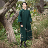 国风加厚棉麻长裙15支斜襟盘扣棉袍W32596 新款 照本堂 冬季