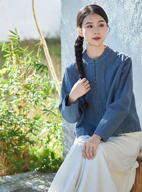 【照本堂】2025秋季新款国风中式女装盘扣立领衬衫上衣10支W12649