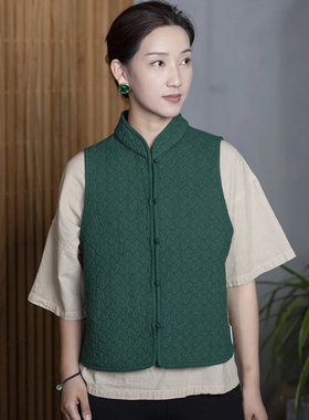 【照本堂】秋季新款中式立领盘女士马甲高档舒适贵气端庄W12337