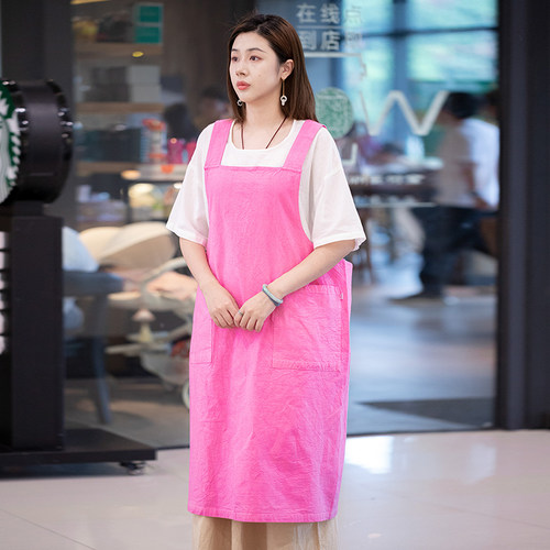 棉麻透气奶茶店工作服围裙
