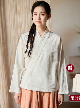 【照本堂】2026春季新款棉麻女装国风16支新版汉服上衣女W12473-1