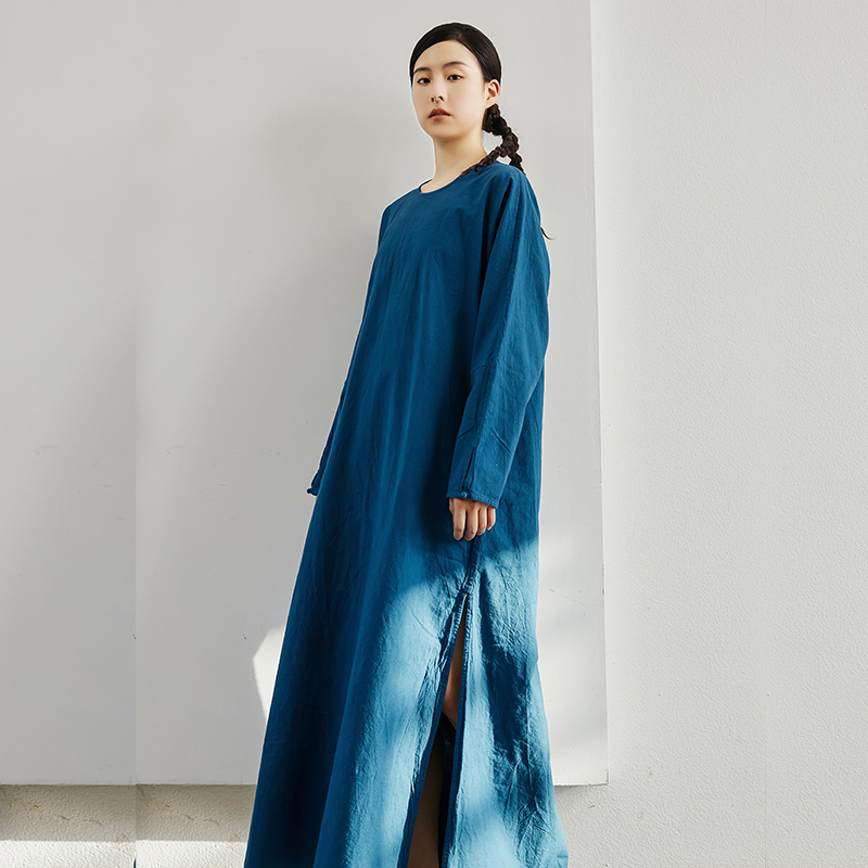 照本堂A字裙棉麻纯色气质