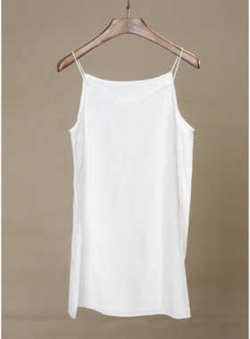 【照本堂女装】夏季新款棉麻中长款吊带背心内搭40支小V领W12488