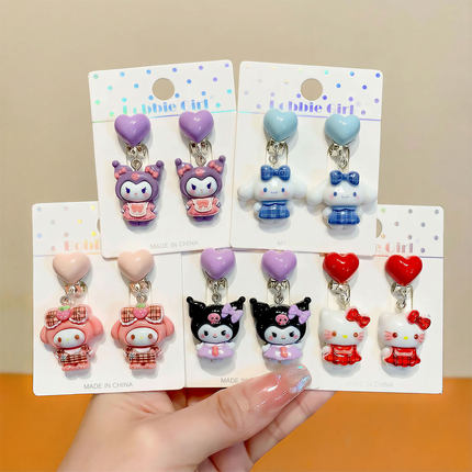 儿童无耳洞耳夹耳环三丽鸥卡通女童hellokitty库洛米宝宝耳钉耳饰