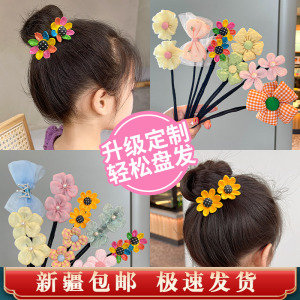 新疆包邮丸子头盘发神器女童盘发杆女孩懒人花苞头发饰儿童扭扭棒