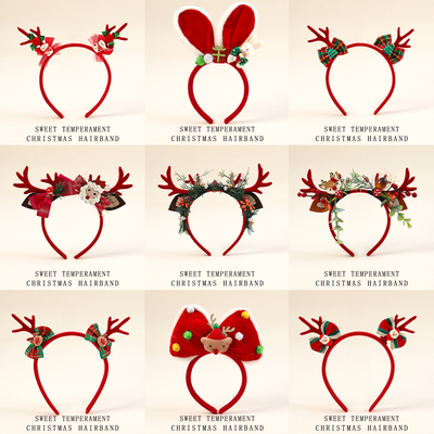 鹿角发箍圣诞节头箍高颅顶圣诞发卡头饰2025新款麋鹿节日装扮发饰