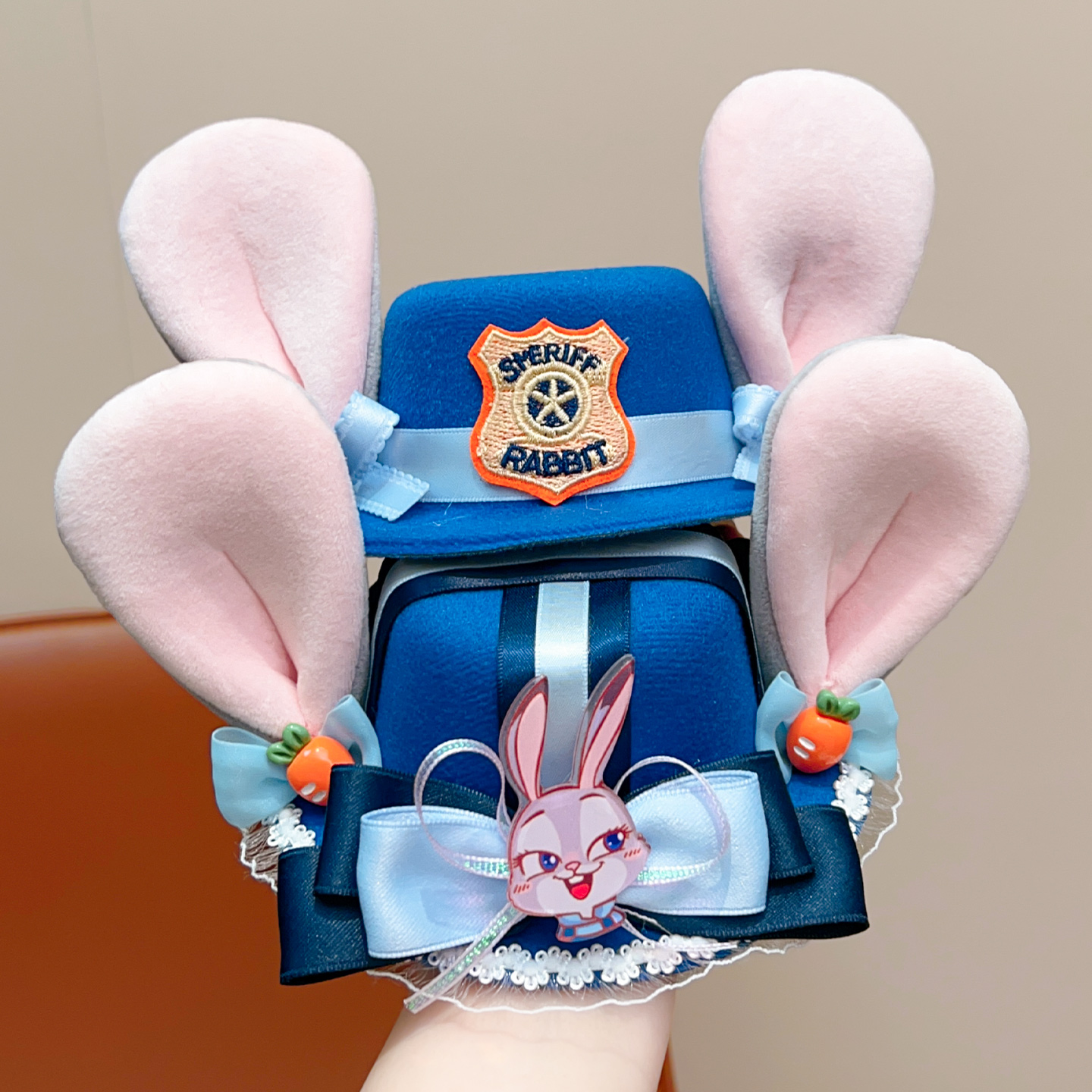 朱迪兔子警官帽子发夹儿童头饰cos写真发卡头箍可爱搞怪拍照发饰