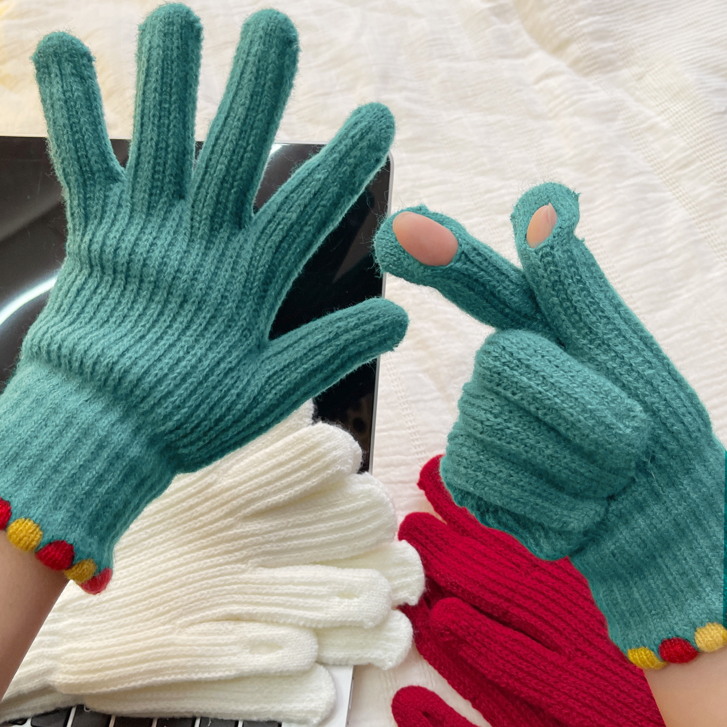 可触屏漏露手指头保暖五指骑车