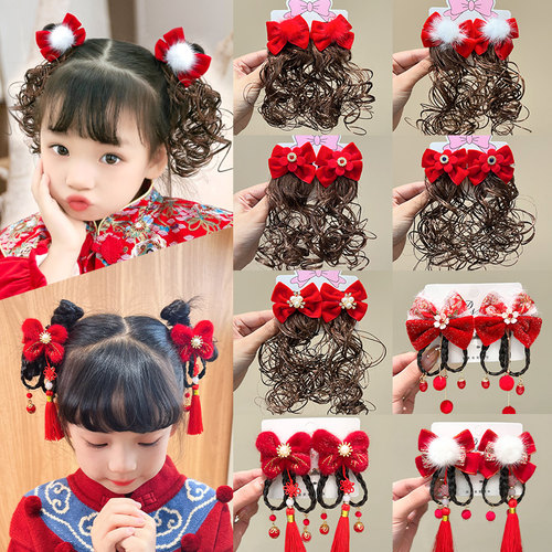 2025新款宝宝假发辫子儿童新年过年头饰