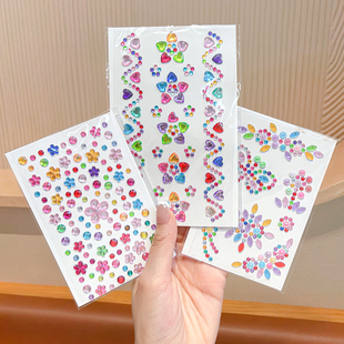 新年儿童脸部妆容贴纸公主彩色宝石水钻额头眉心贴小女孩演出拍照