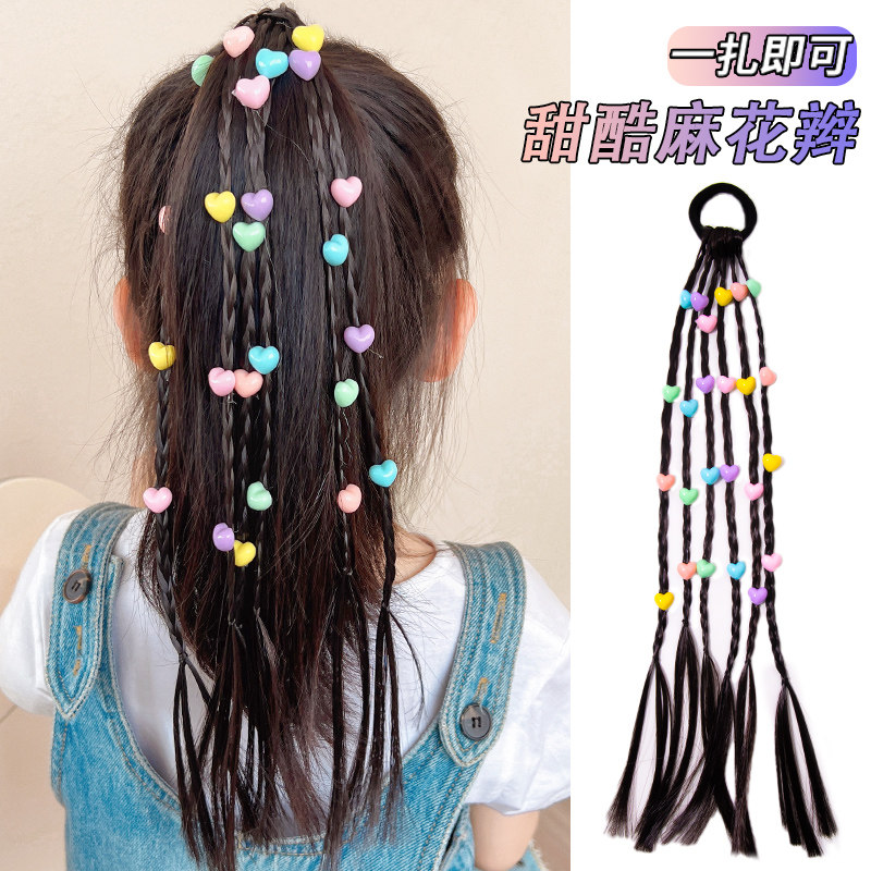 儿童假发辫子脏脏辫女童甜酷拳击辫小女孩扎高马尾皮筋头绳麻花辫