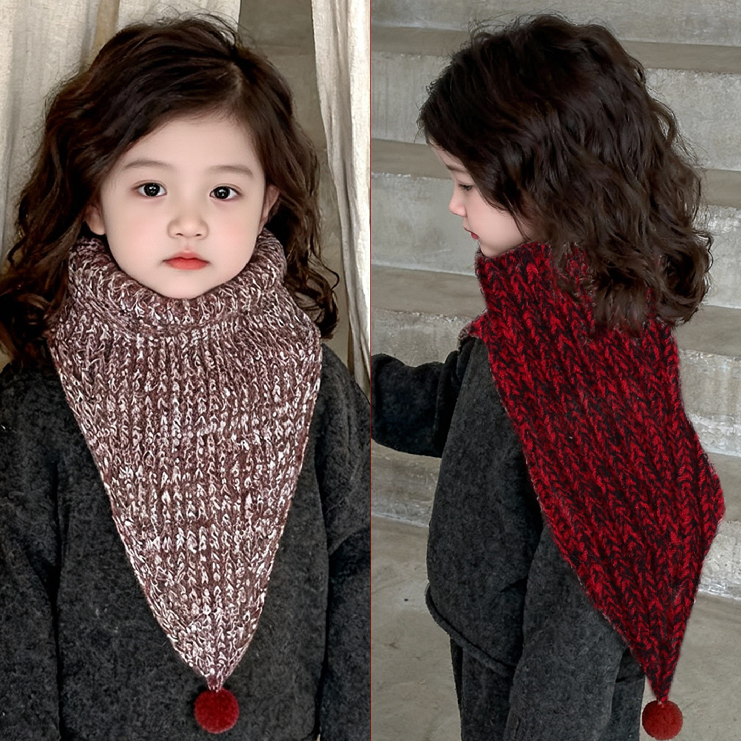 韩版儿童围脖洋气时尚男孩女童保暖针织毛线围巾防风护颈脖套披肩