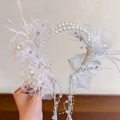 超仙花朵发箍女儿童高级感水钻流苏公主发卡女童舞台演出生日头饰