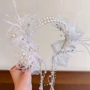 超仙花朵发箍女儿童高级感水钻流苏公主发卡女童舞台演出生日头饰