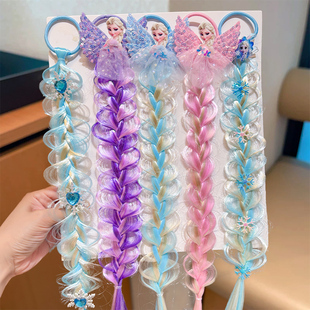 儿童假发辫子发圈女童艾莎公主头饰女孩泡泡辫发绳皮筋脏脏辫发饰