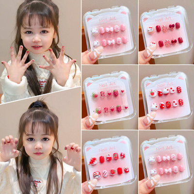 卡通儿童指甲贴2026新款新年可爱宝宝立体美甲贴短款显白不伤甲可拆卸小女孩穿戴甲贴片女童软甲片装饰品玩具