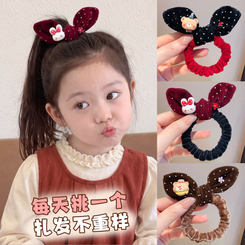 女童兔耳蝴蝶结发圈扎发不伤发
