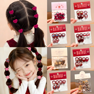 新年红色儿童拇指发圈女童高弹力发绳皮筋宝宝扎辫子头绳可爱头饰