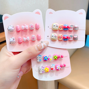 多巴胺儿童指甲贴小女孩可爱卡通猫咪穿戴甲女童宝宝新年礼物可拆卸贴纸玩具甲片防水持久果冻胶立体美甲贴片