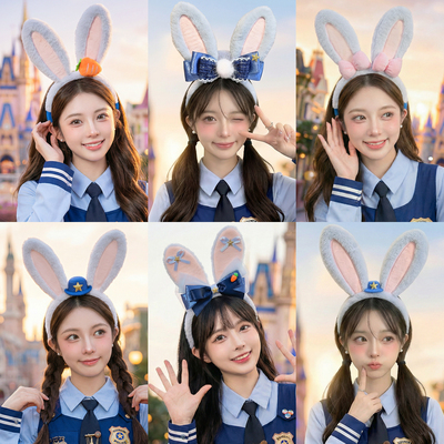 Cos朱迪兔警官游乐园兔耳发箍