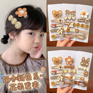 奶咖色小熊发夹宝宝发卡女童可爱超萌夹子儿童侧边刘海碎发夹发饰