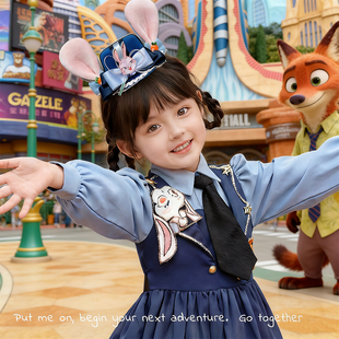 儿童兔子警官帽子发夹发箍小女孩朱迪兔耳朵疯狂动物城迪士尼头饰