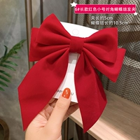 Длинная красная заколка для волос с бантиком