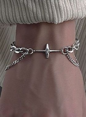 手链男潮高级感ins钛钢小众男士饰品冷淡女首饰嘻哈男生手饰