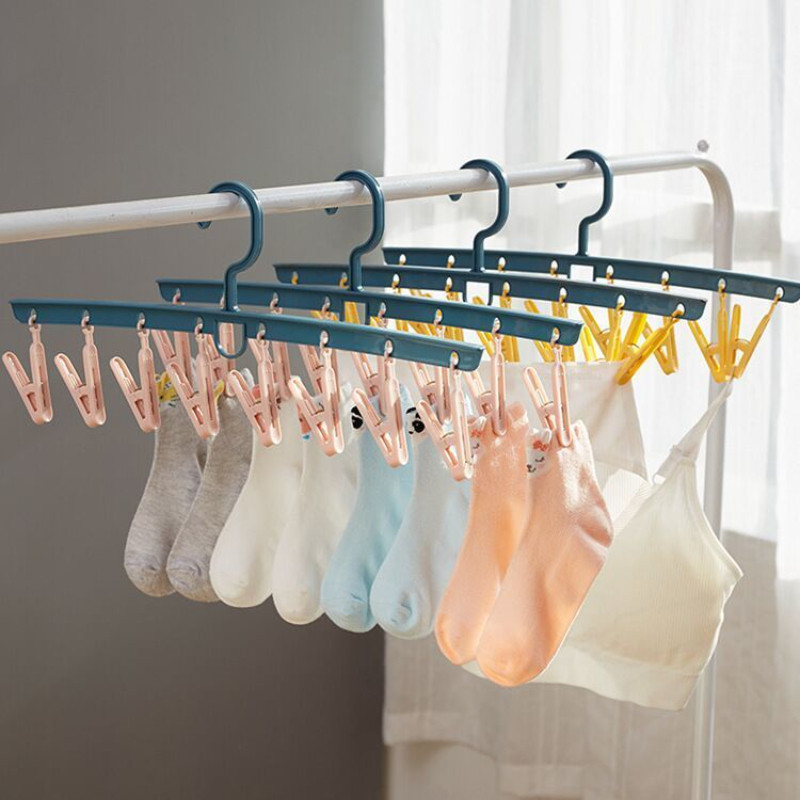 多夹子衣架家用晾袜子神器学生儿童夹挂衣服架子衣挂宿舍用晒袜架