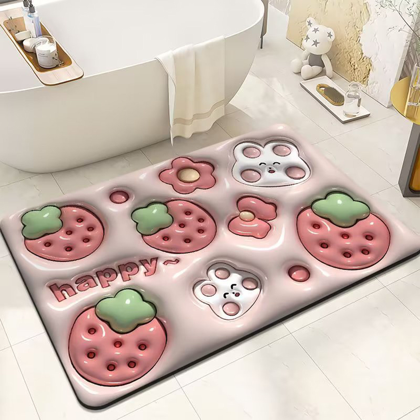 3D卡通视觉硅藻泥吸水防滑地垫