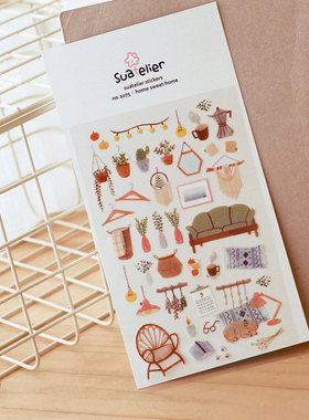 韩国SONIA手帐贴纸 安逸的家系列韩系手账拼贴素材小清新烫金贴画