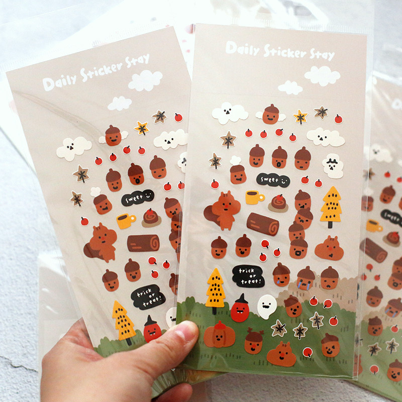 韩国Suatelier贴纸 秋天的板栗表情贴 手账装饰素材贴可爱表情贴,文具电教/文化用品/商务用品,贴纸/立体贴纸,淘宝优惠券,粉丝福利购,淘宝优惠卷