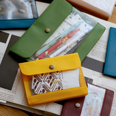 按扣卡片手帐素材票据收纳袋 复古文具收纳包 日本Penco
