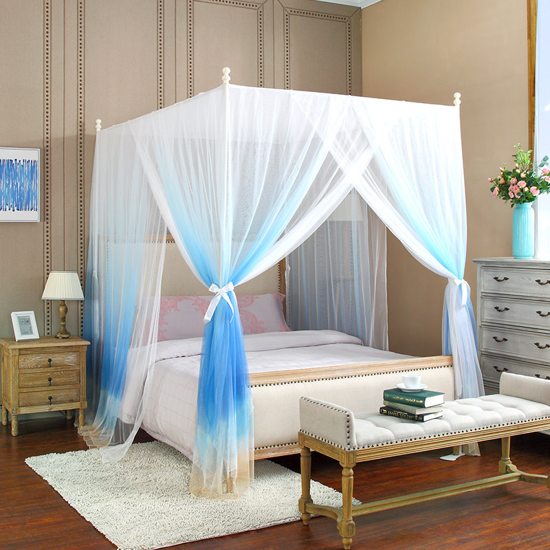 新款蚊帐双层加密加厚防尘1.8m双人床家用三开门落地支架1.5m帐子