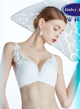 安莉芳E200385配套网纱刺绣无钢圈文胸女中厚聚拢内衣EBQ0385