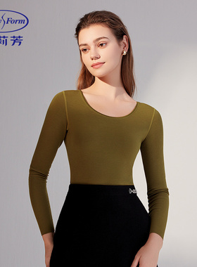 安莉芳薄款圆领保暖衣上装女舒适修身打底衫ED00237/长裤EL00241