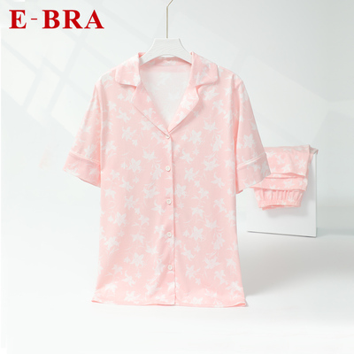 棉质短袖印花睡衣套装女士家居服