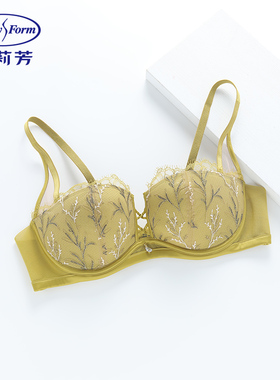 安莉芳E300714配套刺绣蕾丝性感半杯文胸薄款大胸显小内衣EB00714