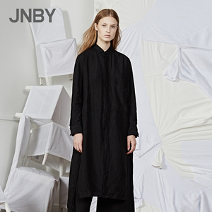 JNBY/江南布衣春季新品气质复古刺绣亚麻长款衬衫女5HB10170