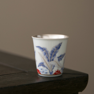 芭蕉纹鎏银盖碗茶壶公道杯茶叶罐茶杯茶漏组茶洗茶杯垫泡茶茶具