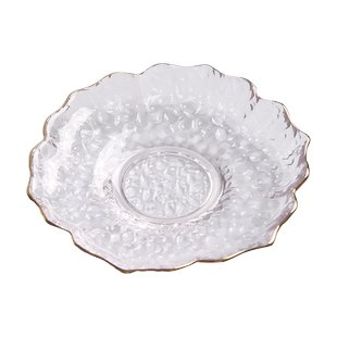 日式玻璃茶杯杯垫茶道创意功夫杯托隔热茶托品茗杯茶垫描金茶碟