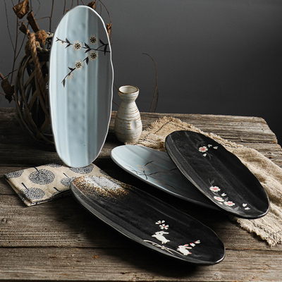 盘陶瓷烤肉盘日料长方形