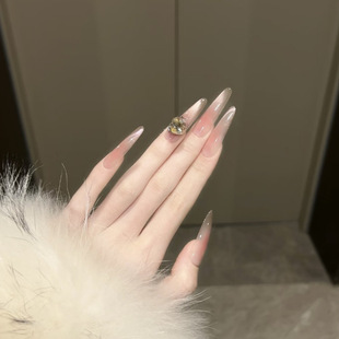 猫眼高级感纯欲显白可拆卸手作指甲贴 空白格 纯手工穿戴甲长款