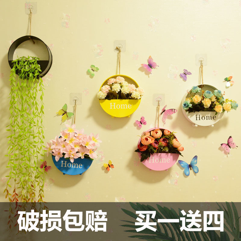 墙面装饰仿真居花假花挂件挂篮花盆墙饰铁艺花盆壁挂墙上装饰品家|ruв категории Домашний быт, рамка/рамка - от Buy2taobao.com для оказания профессиональной услуги покупки агента Taobao