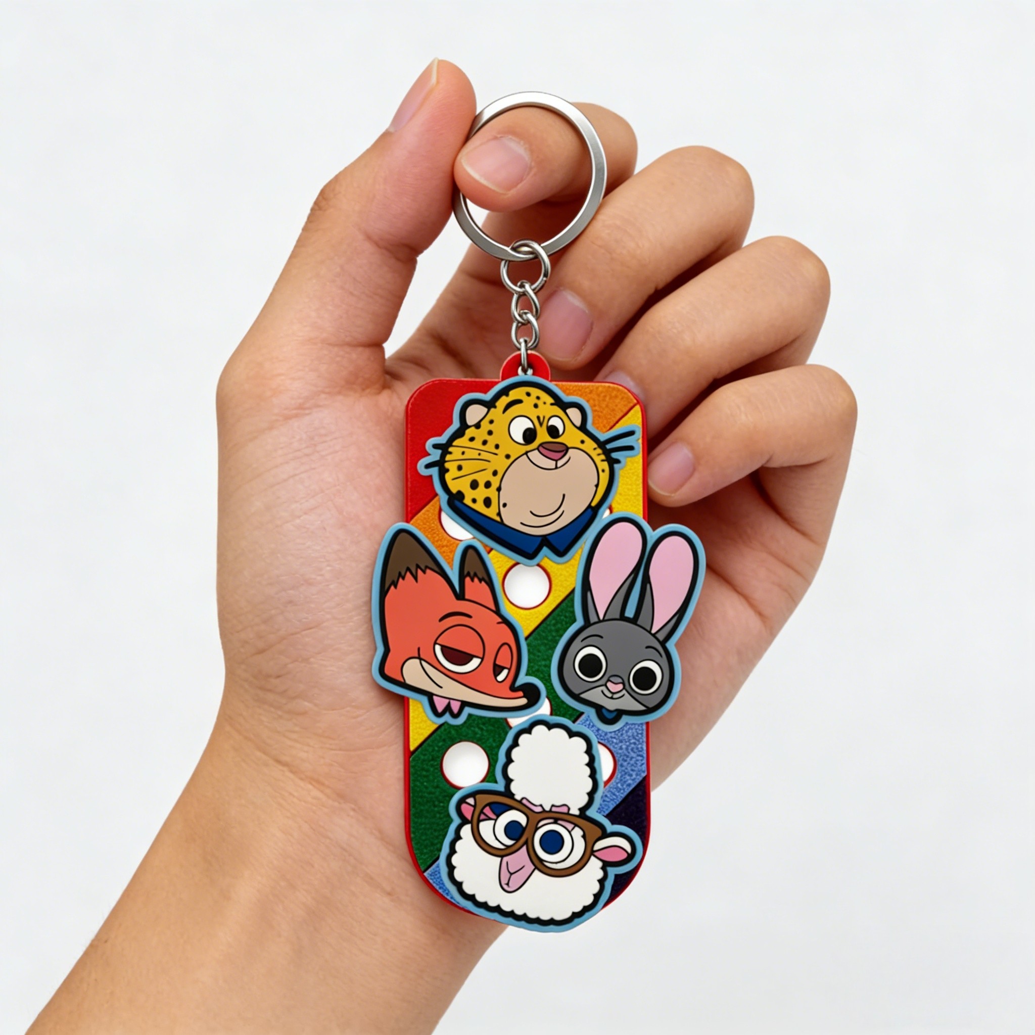 洞洞钥匙扣钥匙板可自定义动物城卡通配饰背包挂件钥匙链挂饰礼品