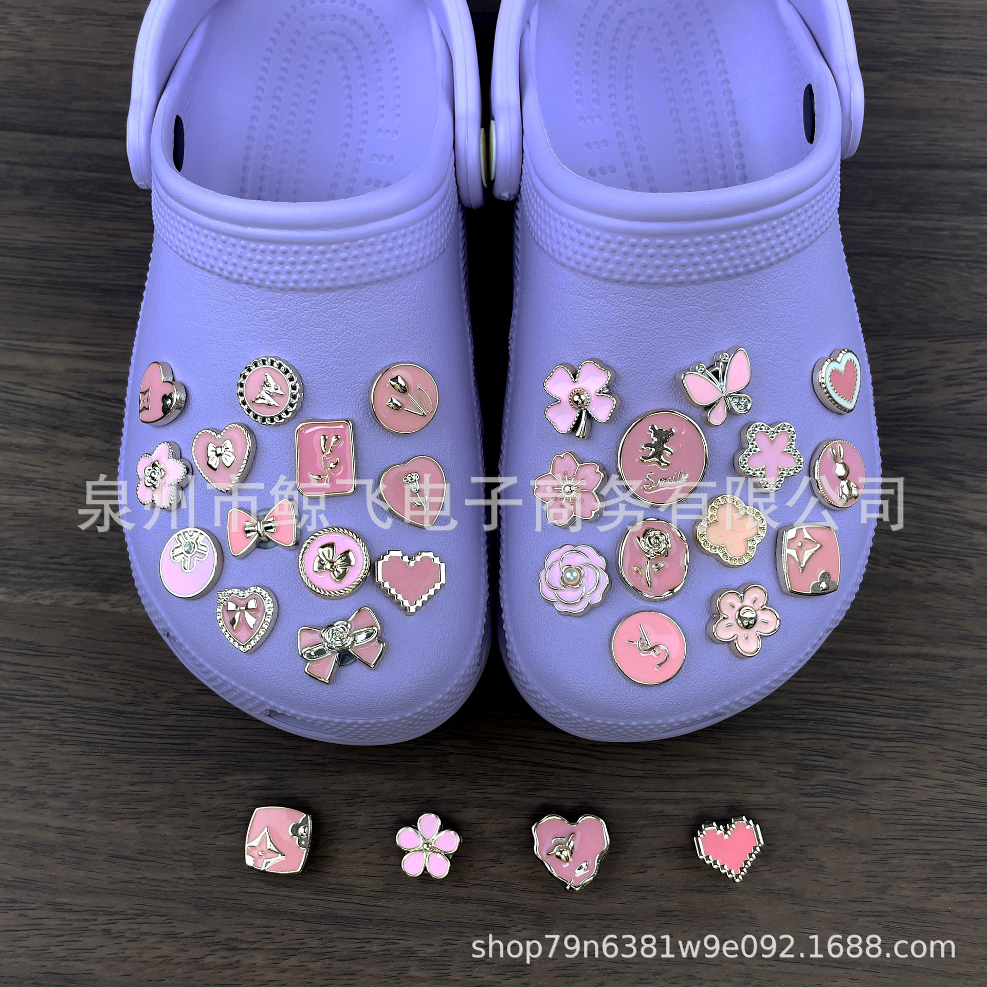 粉色亚格力珍珠洞洞鞋鞋花鞋扣鞋上装饰扣可拆卸鞋面花园拖鞋配饰