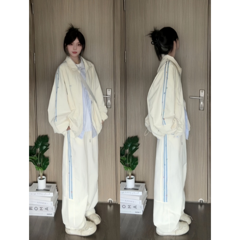 学院风宽松显瘦运动套装女秋冬韩版时尚少年感开衫卫衣休闲两件套