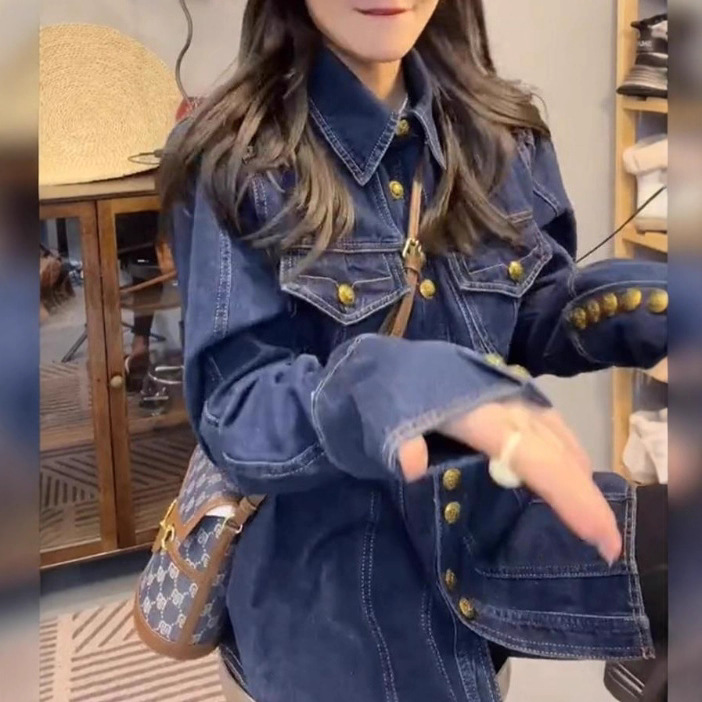 欧货洋气纽扣衬衫女春秋