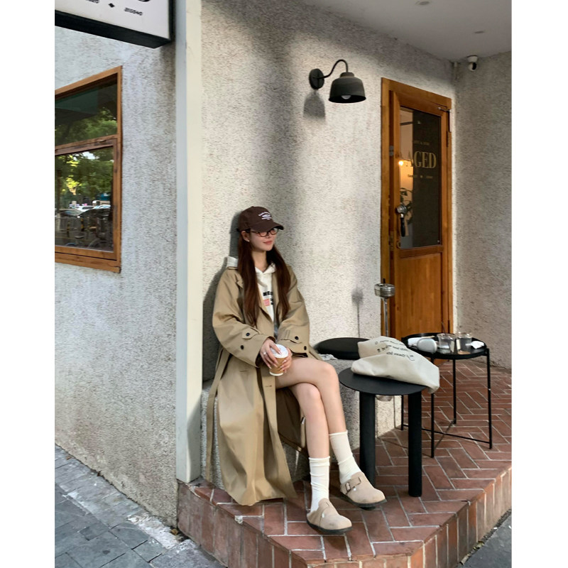 卡其色风衣外套女2026新款小个子中长款秋季休闲韩系赫本风高级感